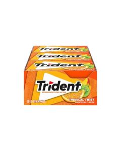 Trident Tropical Twist Sugar Free Gum 12 Packs of 14 Pieces 168 Total Pieces