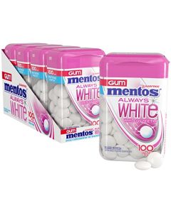 Mentos Always White Bubble Fresh Sugar Free Gum with Xylitol Sweetener 100 Count Bottle 4 Bottles