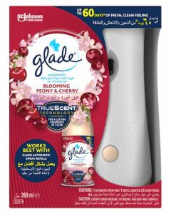 Automatic Air Freshener Spray Holder with Scented Blooming Peony & Cherry Refill Starter Kit 269 ml