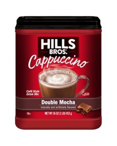 Hills Bros Cappuccino Mix Rich Frothy CoffeehouseTasting Instant Drink Mix Quick and Easy Preparation Perfect for Hot Iced Drinks Creaming Coffee Double Mocha 1 Pack of 16oz