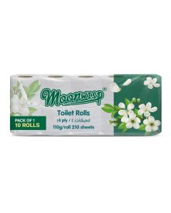 Moonwisp Premium 4 Ply Ultra Soft Toilet Paper, 10 Rolls x 115 Sheets – Extra Absorbent & Strong Toilet Tissue Roll for Everyday Comfort (Pack of 10 Rolls)