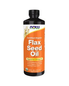 NOW Foods Supplements Certified Organic Flax Seed Oil Liquid ColdPressed and Unrefined 24Ounce