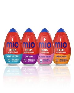 Mio Energy Water Enhancer Variety Pack, 1.62 fl oz, 4 Flavors (Wicked Blue Citrus, Acai Berry, Strawberry Pineapple, Tropical Fusion) with Caffeine and B-Vitamins, Zero Sugar