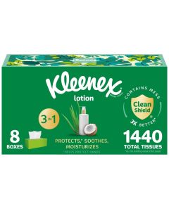 Kleenex Lotion Facial Tissues with Coconut Oil 8 Flat Boxes 180 Tissues Per Box 3Ply