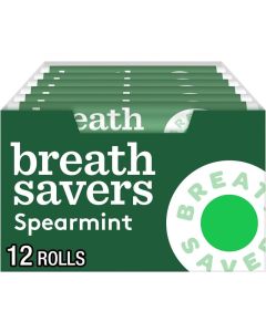 Breath Savers Spearmint Flavored Sugar Free Breath Mints Rolls - 12 Count