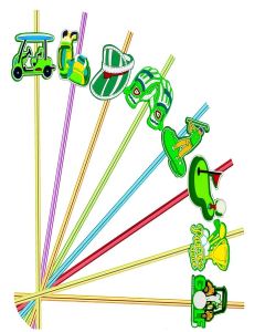 MEAXUR 24pcs Golf Themed Straight Reusable Straws for Golf Party Favor Gift Bags,Daily Drinking Straws,Birthday Party,Class Reunions,Sports Golf Party Supplies,With 2 Cleaning Brushes.(6color)