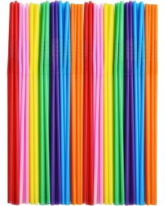ALINK 200 PCS Flexible Plastic Drinking Straws, 10.2 Inches Extra Long Colorful Disposable Bendy Party Fancy Straws