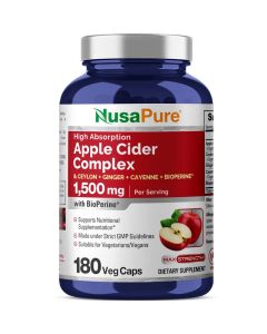 NusaPure Apple Cider Vinegar Complex 1500 mg 180 Veg Caps Suitable for Vegetarians and Vegans NonGMO