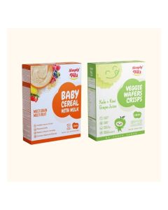 Simply Fils Baby cereal with Multigrain Multifruit + Simply Fils Veggie Wafers Crisps kale + Kiwi Grape Juice