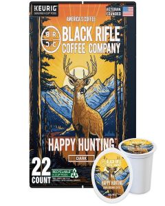 Black Rifle Coffee Company Happy Hunting Dark Roast Coffee Pods – Tasting Notes of Chocolate, Walnut & Maple – Single Serve K-Cup Compatible, 22 Single Serve K Cups