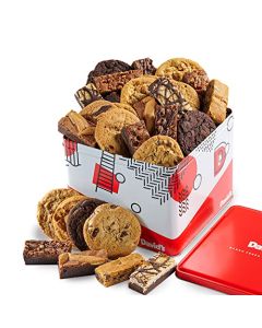 Davids Cookies 5lb Assorted Cookies Brownies Tin Gift Basket FreshBaked Delicious Gourmet Treats for Sharing Ideal Party Pack Gift Basket for Family Friends Holidays Special Occasions