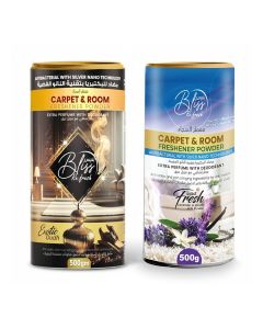 Antibacterial Carpet Fresh & Room Freshener Powder 500g x 2, Extra Strength Odor Eliminator with Silver Nano Technology (Lavender & Oudh)