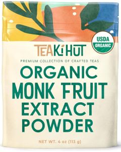 TEAki Hut Organic Monk Fruit Extract Powder - 4 oz, 100% Pure Sweetener for Keto and Paleo Diets, Zero Calories, No Erythritol