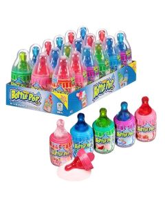 Baby Bottle Pop Candy Lollipop 18 Ct Bulk Lollipops with Dipping Powder in Assorted Fruity Flavors Full Size Individually Wrapped Hard Candy For Gender Reveal Baby Showers Goodie Bags Parties