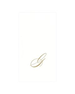 Caspari White Pearl Paper Linen Guest Towels Monogram Initial G Pack of 24