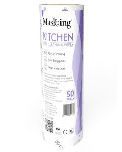 Masking Super Soft Colorful Pattern Non-Woven Kitchen Cleaning Tissue Roll/ Paper Towel /High Absorbent Wipe for Cleaning, Purple Roll 50 Pulls - Pack of 1