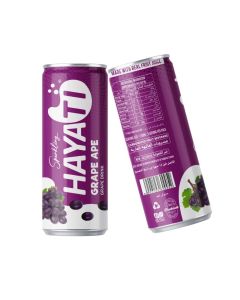 Hayati Grape Sparkling Fruit Juice Drink / 20% Real Grape Juice / Sweet & Refreshing / Rich in Vitamin C / Halal Certified / Carbonated Soda Alternative / 250ml Can (Pack of 1)