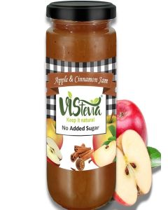 VIStevia Sugar Free Apple and Cinnamon Jam, Diabetic & Keto Friendly - Sweetened Naturally With Stevia and Erythritol, More Than 60% Apple Chunks in each Jar - Delicious To Taste, Pack of 1 (400G)