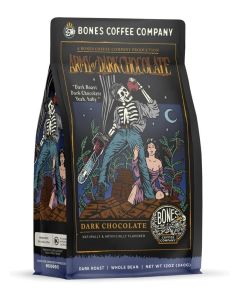 Bones Coffee Company Army of the Dark Chocolate Flavored Coffee, Medium Roast Low Acid Arabica Beans Compatible with Auto drip and French Press Coffee Maker, 12 Oz Whole Bean