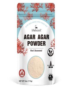 Lifebooil Agar Agar Powder, Vegan Unflavored Gelatin Substitute, Non-GMO, Gluten Free, No Additives and Preservatives, 4oz