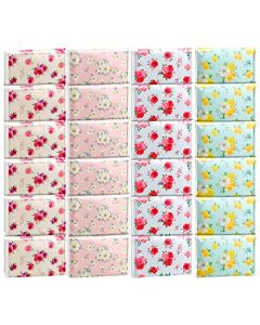 Tinlade 24 Packs Travel Size Tissue Pocket Slim Pack Facial 3 Ply Wallet Size Pocket Tissues for Travel Wedding Party Favors 10 Sheets Each 4 StylesFloral