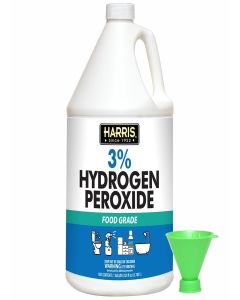 HARRIS 3% Food Grade Hydrogen Peroxide, 128oz, for Kitchen, Bath, Laundry, & Home Cleaning w/Easy Fill Funnel Included
