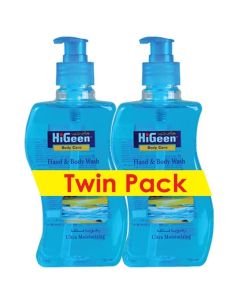 HiGeen Antiseptic Hand & Body Wash With Pump Wavy (Sea breeze) 500 ml (Twin Pack)