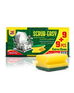 Kitchen Sponge & Scourer – Pack of 18 (9+9), 9cm Dual-Purpose Cleaning Sponge for Pots, Pans, Kitchen Utensils, and Delicate Surfaces