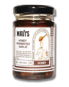 MAVI's Honey Fermented Garlic / 4 Month Fermented / Organic Garlic Pods and Wild Raw Honey / No Preservatives, Artificial Flavour, Colour or Sweetener / 200g / Pack of 1