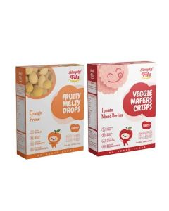 Simply Fils Veggie Wafers Crisps Tomato Mixed Berries + Simply Fils Fruity Melty Drops Orange Prune