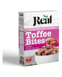 Real Pillow Bites Cereal – Toffee Bites – Crunchy Toffee-Filled Cereal, Less Sugar, 225g Pack – Nutritious & Delicious Snack for Anytime