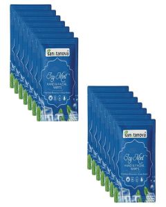 SANCTANOVA ICE Mint Refreshing Wet Wipes for Face & Hand - Individually Wrapped / Soft Facial Wipes for Men & Women / Wet Wipes for Face Cleaning & Daily Use / Wipes (50 Count)