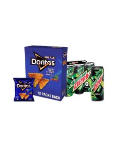 Doritos Sweet Chili Chips 21grams Pack of 12 + Mountain Dew Carbonated Soft Drink Cans 330ml Pack of 6