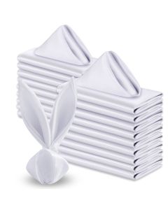 VACVELT 50 Pack White Satin Napkins 17x17 Inch Wedding Napkins Bulk Decorative Elegant Dinner Napkins Square Table Napkins Decor Silky Satin Cloth Napkins for Restaurant Banquet Graduation Party
