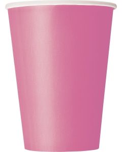 Plain Hot Pink Disposable Paper Cups - 12 oz, Pack of 10 - Ideal for Parties, Picnics, & All Occasions