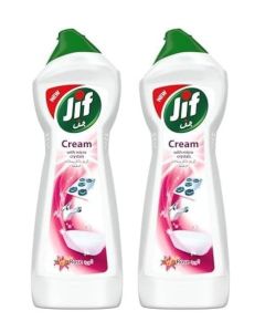 JIF Cream Cleaner, with micro crystals technology, Rose, eliminates grease, burnt food & limescale stains 750ml (Pack of 2)