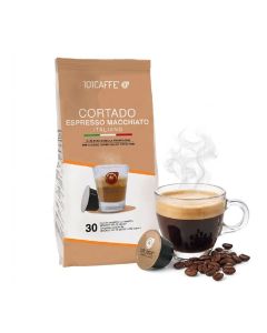 Cortado Coffee Capsules Compatible with Dolce Gusto Machines, 30 Capsules / Arabica & Robusta Blend / Rich Espresso Macchiato Style Coffee / Nutty & Cocoa Aroma / Italian Roasted Coffee Pods