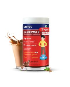 Gritzo SuperMilk Weight+ Nutritional Drink Mix for 13+ Boys, Double Chocolate, 400g