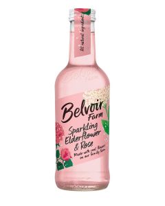 Belvoir Farm Sparkling Elderflower & Rose Drink / Handpicked Flowers / With Fresh Elderflower Infusion and Extract of Rose / Product of UK / 275 ml