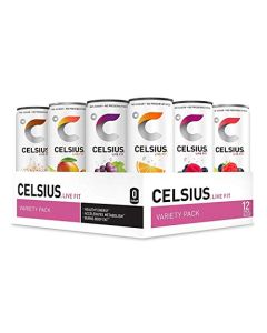 CELSIUS Fitness Drink 9Flavor Variety Pack Zero Sugar Slim Can 12 Fl Oz Pack of 12