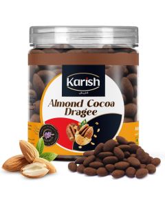 Karish Almond Dragee Cocoa 180g Jar – Crunchy Nut Snack Coated in Rich Cocoa, Perfect for Gifting & Sharing