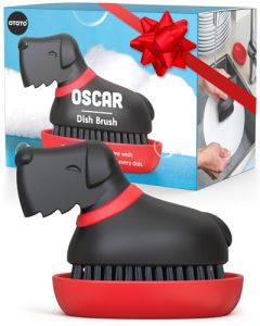 New OTOTO Oscar Dog Dish Brush Dog Gifts Daschund Wiener Dog Dish Scrub Brush Dish Scrubber Kitchen Vegetable Scrub Brush Palm Brush White Elephant Gifts Cute Kitchen Gadgets