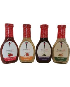 Skinnygirl Low Carb, Fat Free, Sugar Free Salad Dressing Variety Pack - 4 Bottles (8oz Each) Including Balsamic Vinaigrette, Poppyseed, Honey Dijon, and Raspberry Vinaigrette