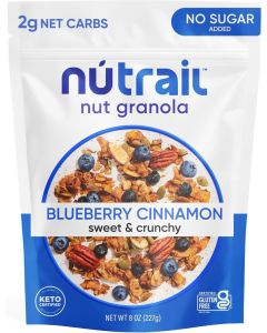 NuTrail Nut Granola Cereal, Blueberry Cinnamon, No Sugar Added, Keto, Low Carb, Gluten Free, 8 oz