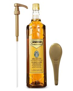 Starbucks Syrup Caramel 33 OZ Bottle For Coffee And Tea with Gold Coffee Syrup Pump