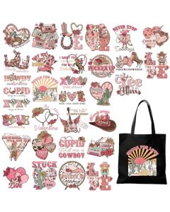 Tintnut Denim Valentines Day Iron on Transfers32 Sheets Vintage Iron on Decals for TShirts Clothing Dtf Heat Transfer Iron on Stickers for Canvas Bag Design