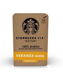 Starbucks VIA Instant Coffee Light Roast Coffee Veranda Blend 100 Arabica SingleServe 1 Box 50 Packets