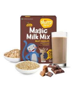 Slurrp Farm No Sugar Chocolate Nutrition Powder Milk Mix, Sweetened with Jaggery Powder, Contains Jowar and Oats, with 10 Essential Nutrients, 250 g