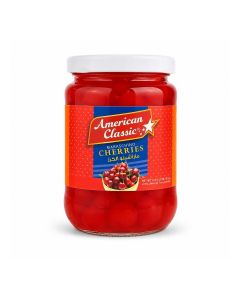 American Classic Maraschino Red Cherries Without Stems 375g, Sweet Cherry Topping & Garnish for Cakes Ice Cream Mocktails