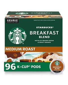 Starbucks KCup Coffee Pods Medium Roast Hot or Iced Coffee Breakfast Blend 96 Keurig Pods